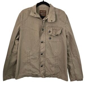 Color Siete Mens Utility Jacket M Khaki Tan Cotton Button Up Field Chore Coat
